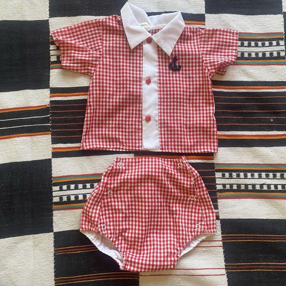 Vintage 50’s/60’s Baby 2 Piece Set! Size 12 Months. Nautical Sailor. Unisex.